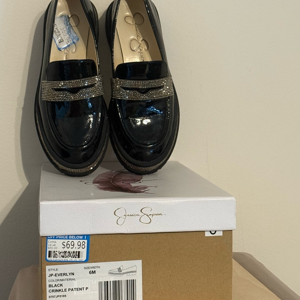 Jessica Simpson Rhinestone Loafers Size 6 - Picture 12 of 13